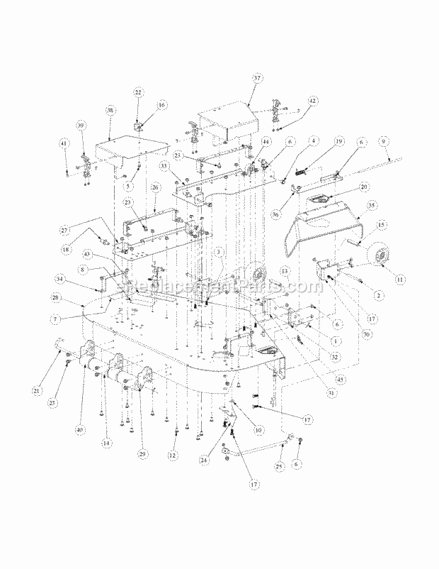 Fabricated Cutter Deck Diagram and Parts List for M48-KW 53CB5DAV750 Cub Cadet Sprayer